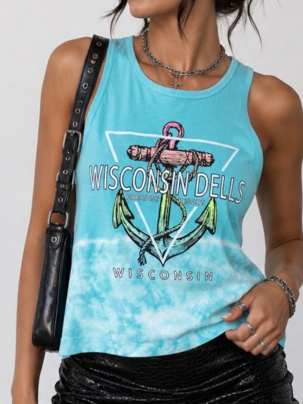 Authentic Classic Tank Top Womens Size Small Blue Wisconsin Dells Graphic Cotton